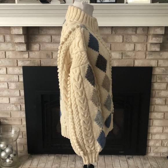 Lochcarron Men’s Hand Knitted Pure Wool Button Down Argyle Cardigan size Small - Picture 9 of 16